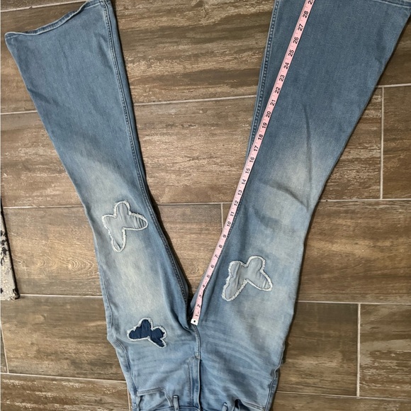 Vintage Hollister Blue Flare butterfly Jeans with Distressed Details - Picture 12 of 13